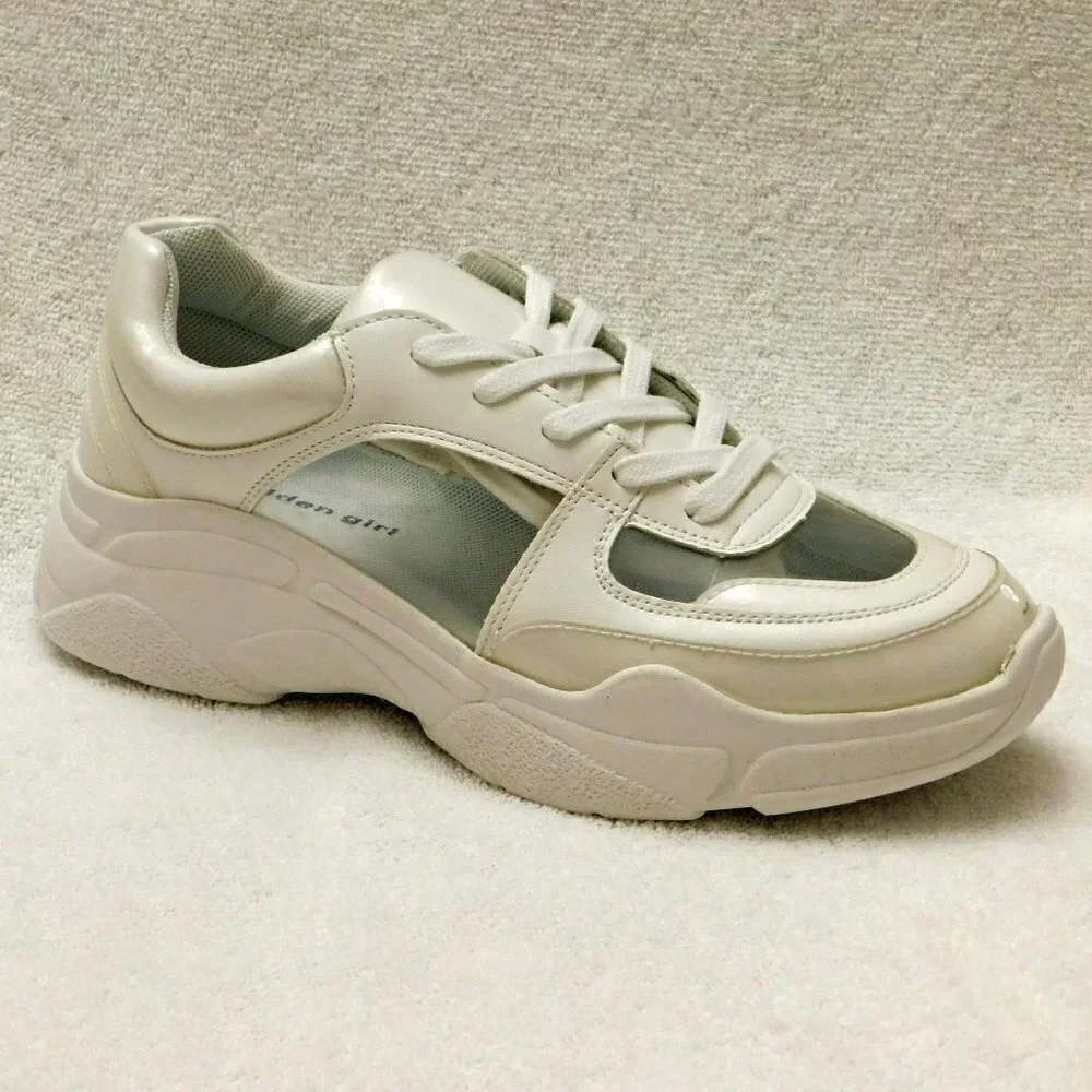 𝅺W367 Madden Girl Clarity Vinyl Sneakers 7 M